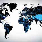 A visually complex image depicting 'Cyber-Sovereignty' as a modern, silent battlefield. Digital lines and network nodes crisscross a stylized global map, indicating interconnectedness. Abstract representations of data streams flow into and out of national borders, symbolizing attacks and defenses. Include subtle elements of digital fortresses and ethereal, unseen threats. The overall mood should be sophisticated and high-tech, conveying the intricate, often invisible nature of modern digital conflict where data is paramount. Futuristic, cybernetic, intricate details, high resolution, digital art.