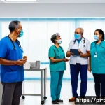 지방자치와 분권 - A vibrant Brazilian municipal health clinic scene showing diverse community members, including famil...