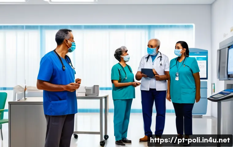 지방자치와 분권 - A vibrant Brazilian municipal health clinic scene showing diverse community members, including famil...
